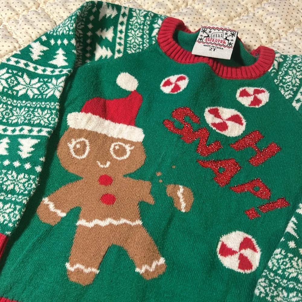 2T Unisex Toddler Cute Ugly Christmas Sweater Gingerbread Cookie 100% Cotton